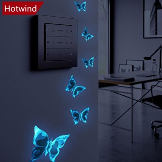 Hotwind สติกเกอร์แม่เหล็ก ลายผีเสื้อ 3D เรืองแสง สองชั้น สําหรับติดตกแต่งผนังบ้าน ตู้เย็น งานแต่งงาน K8X6 6 ชิ้น