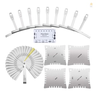 Guitar Luthier Measuring Tool Kit Set Ruler Understring Radius Gauge Radian Ruler 32 Blade Feeler Gauge - Must-Have Tool for Guitar Builders and Repairers