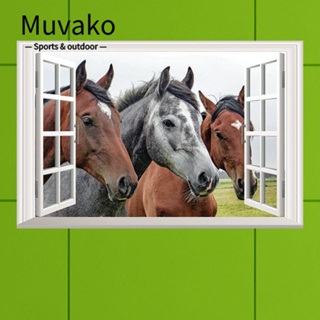 Muvako สติกเกอร์ไวนิล ลายสัตว์ ม้า สําหรับติดตกแต่งผนังบ้าน ห้องนั่งเล่น