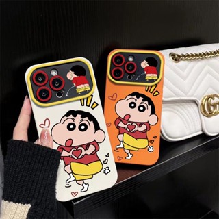 เคสโทรศัพท์มือถือ ซิลิโคนนิ่ม ทนทาน ลายการ์ตูนชินจังจอมแก่น สําหรับ iphone hone 13 14 15 plus 13 14 15 Pro Max