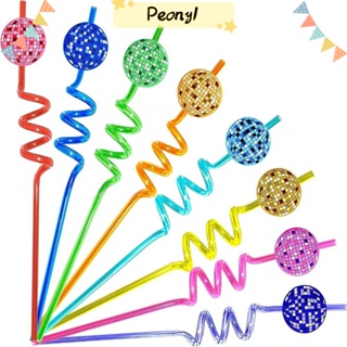 Pdony หลอดดิสโก้ 8 สี ใช้ซ้ําได้ หลากสี สําหรับตกแต่งงานแต่งงาน 24 ชิ้น