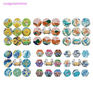 Coagulatelove แผ่นรองแก้วเครื่องดื่ม รูปสัตว์ ประดับเพชร พร้อมที่วางแก้ว DIY 6 8 ชิ้น [ขายดี]