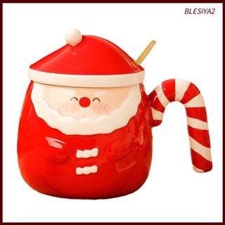[Blesiya2] แก้วกาแฟ พร้อมฝาปิด ลายซานต้าคลอส 460 มล. สําหรับชา นม น้ําผลไม้