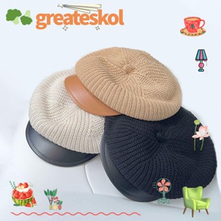 Greateskol หมวกเบเร่ต์ หมวกถัก ผ้าฝ้ายนิ่ม เส้นใยอะคริลิค ให้ความอบอุ่น แฟชั่นสําหรับผู้หญิง