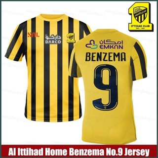 เสื้อยืดแขนสั้น พิมพ์ลายทีมชาติฟุตบอล Benzema No.9 Jersey ทรงหลวม พลัสไซซ์