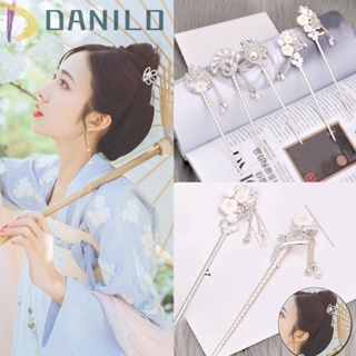 Danilo กิ๊บติดผม เครื่องประดับผม ที่คาดผม มุก พู่ โลหะผสม สไตล์จีน ตะเกียบผม