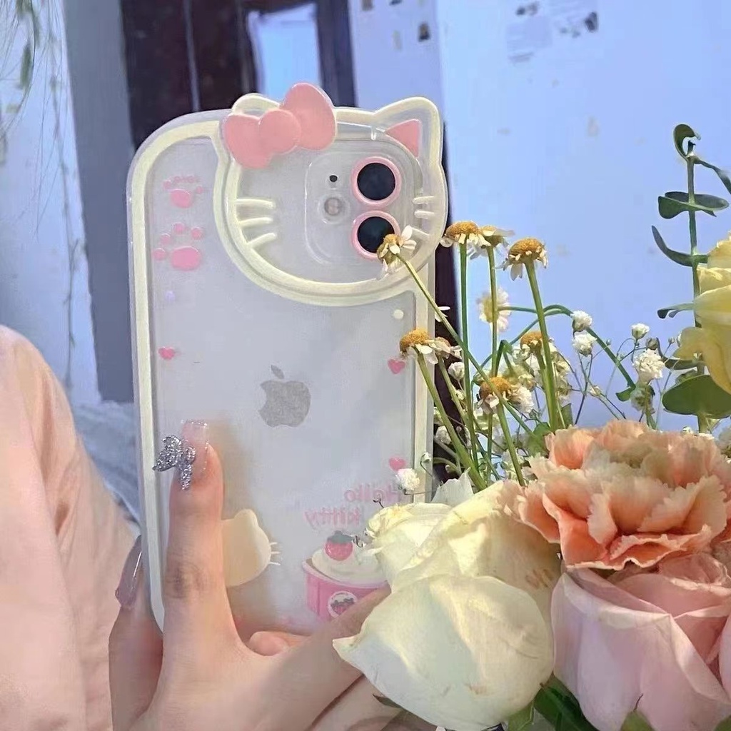 เคสโทรศัพท์มือถือ แบบใส ลายหูแมวน่ารัก สร้างสรรค์ เรียบง่าย สําหรับ Iphone Apple 13Pro 11 12Pro xs xr 7 8plus - รูปที่ 4