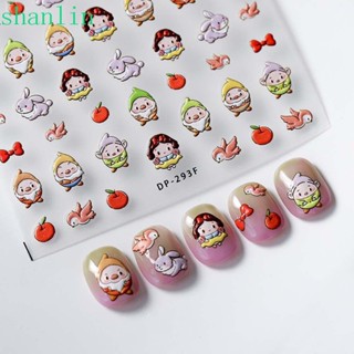 Shanlin สติกเกอร์ ลายการ์ตูนราศีหิมะ 3D สีขาว สําหรับตกแต่งเล็บผู้หญิง