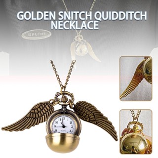 Golden Snitch Pendant Ball Wings Pocket Watch Necklace Cosplay Prop