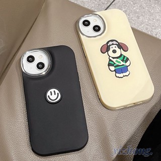 เคสโทรศัพท์มือถือ TPU กันกระแทก กันรอยขีดข่วน ลายสุนัขหน้ายิ้ม 3D สําหรับ iPhone 11 Pro Max 14 Plus 13 12