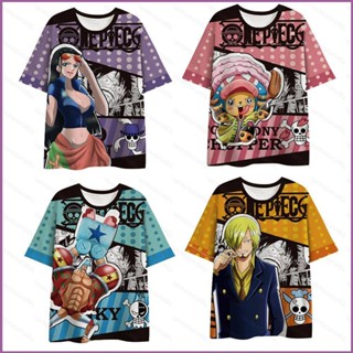 Sq2 เสื้อยืดแขนสั้นลําลอง พิมพ์ลายอนิเมะ One Piece Sanji Chopper Robin 3d สไตล์ฮาราจูกุ พลัสไซซ์ สําหรับทุกเพศ