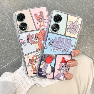 ขายดี เคสโทรศัพท์มือถือใส แบบนิ่ม ลายการ์ตูน Tom and Jerry กันกระแทก ป้องกันเลนส์กล้อง สําหรับ OPPO A38 A58 A78 4G NFC 5G 2023 A38 A58 A78