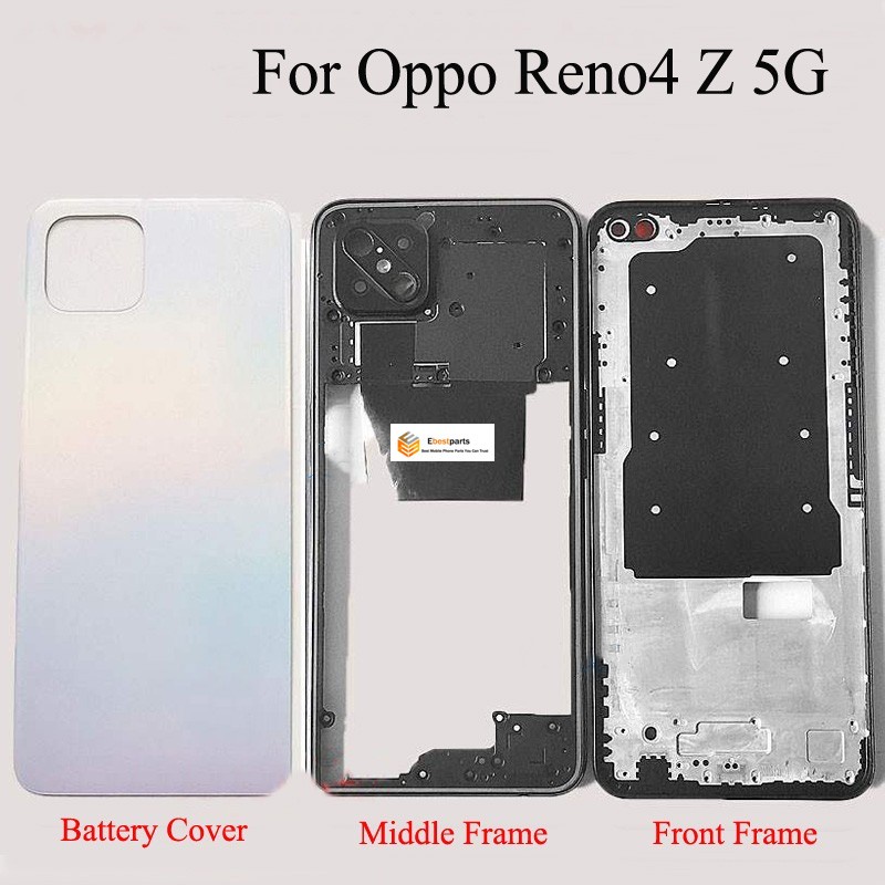 Guoyin-สําหรับoppo Reno4 Z 5G Reno 4Z CPH2065 LCD Faceplateกรอบด้านหน้ากรอบกลางแบตเตอรี่ประตูปกหลังกรณีที่อยู่อาศัย
