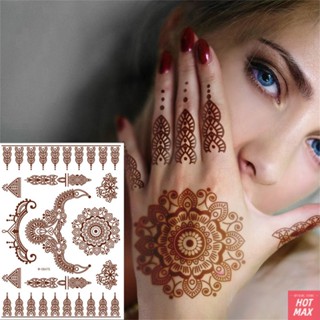 สีน้ำตาล Henna Mehndi สติกเกอร์กันน้ำชั่วคราว Tattoo Stylish Body Art สำหรับผู้หญิงใช้งานง่ายแฟชั่นเล็บสติกเกอร์ยาวนาน Effects นวัตกรรมความงาม Frenzy
