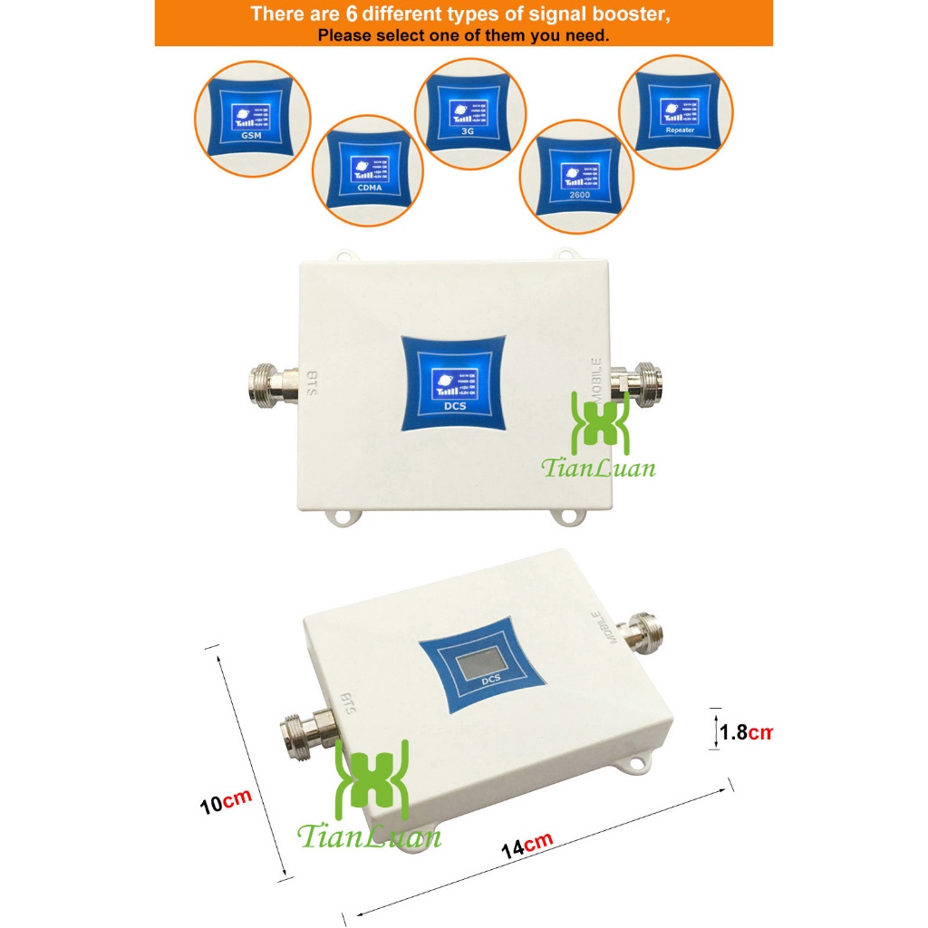เครื่องทวนสัญญาณ 5 1 8 7 3 CDMA 850MHz GSM 900MHz UMTS W-CDMA 2100MHz DCS 1800MHz LTE 2600MHz 2G 3G 4G พร้อมพาวเวอร์ซัพพลาย