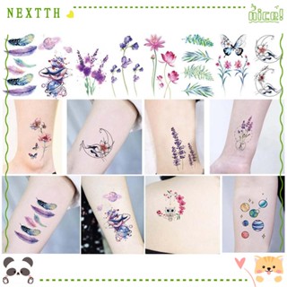 Nextth สติกเกอร์รอยสักร่างกาย กันน้ํา ลายผีเสื้อ กุหลาบ สีดํา