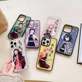 เคสโทรศัพท์มือถืออะคริลิค กันกระแทก ลายการ์ตูนอนิเมะ Demon Slayer สําหรับ iPhone 14 13 12 Pro Max