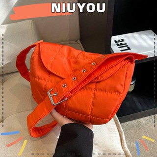 Niuyou กระเป๋าสะพายไหล่ กระเป๋าถือ ผ้าฝ้าย สีพื้น สําหรับสตรี