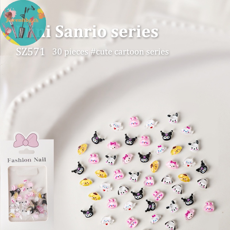 Renbg เครื่องประดับตกแต่งเล็บ ลายการ์ตูนสุนัข Sanrio Kawaii 3D Diy 30 ชิ้น ต่อชุด