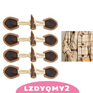 [Lzdyqmy2] กระดุมสลับหนังเรซิ่น สีดํา สําหรับเย็บผ้า DIY 4 คู่