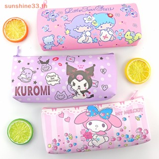 SANRIO Thsun กระเป๋าเครื่องเขียน กระเป๋าดินสอ หนัง PU ลายการ์ตูน Melody Kuromi Cinnamonroll Kitty ความจุขนาดใหญ่