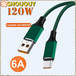 Shououy สายชาร์จเร็ว 120W USB Type-C ไนล่อน หนามาก ทนทาน ความเร็วสูง 6A สําหรับ OPPO Oneplus Huawei 1 2