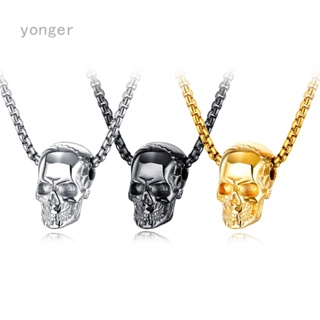 Yonger สร้อยคอโซ่ ชุบทอง รูปกะโหลก เครื่องประดับแฟชั่น สไตล์ฮิปฮอป ของขวัญวันครบรอบ สําหรับผู้ชาย