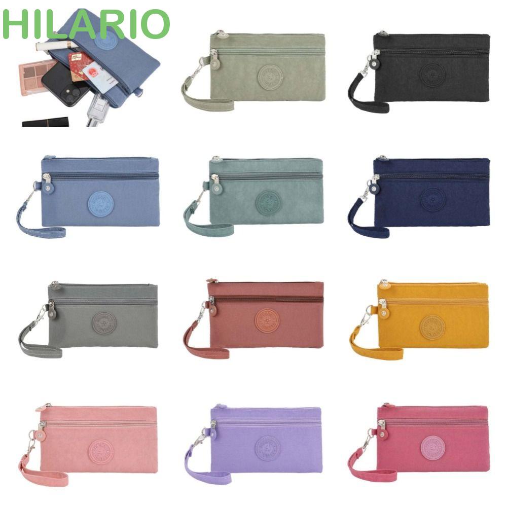 Hilario กระเป๋าสตางค์ ผ้าไนล่อน กันน้ํา มีซิป สองชั้น ลายตัวอักษร สร้างสรรค์ เรียบง่าย สําหรับผู้หญิง และผู้ชาย