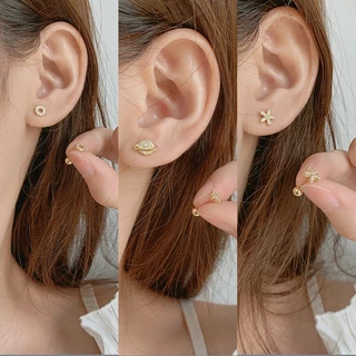 เครื่องประดับ ต่างหูสตั๊ด จี้รูปผีเสื้อ ประดับเพทาย ทองแดง เหมาะกับของขวัญ สําหรับผู้หญิง