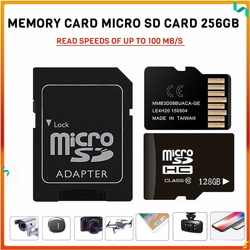 การ์ดหน่วยความจํา Micro SD card 256GB Class10 UHS-1 MicroSDXC TF SD card
