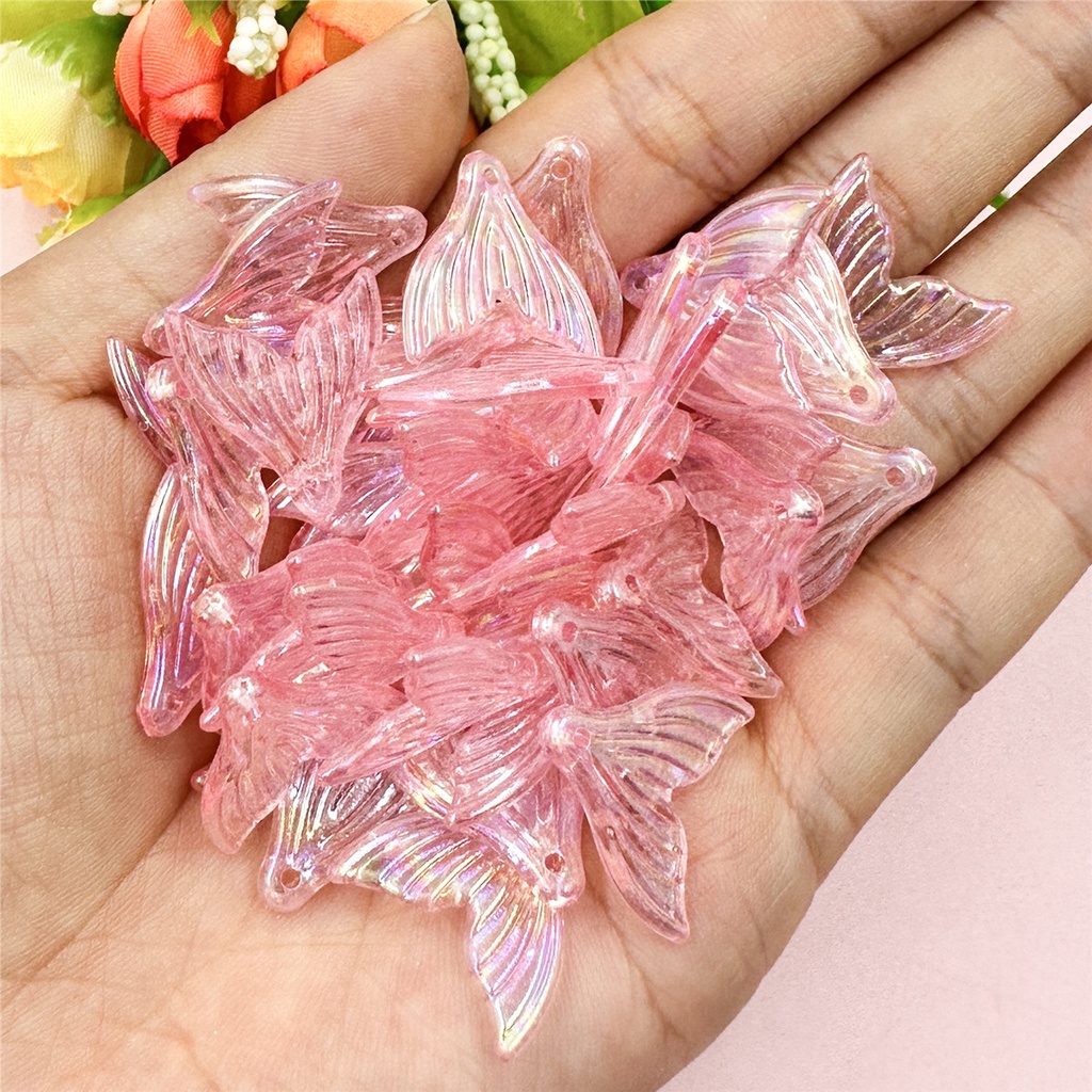 100 ชิ้น อะคริลิคใส สีหางปลา ลูกปัด สร้อยคอแฟชั่น สร้อยข้อมือ ลูกปัดวัสดุ ผู้หญิง เด็กผู้หญิง DIY เครื่องประดับ ของขวัญ
