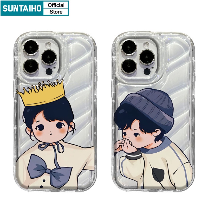 Suntaiho เคสไอโฟน เคสโทรศัพท์มือถือแบบนิ่ม TPU ใส กันกระแทก ลายเจ้าชาย เจ้าหญิงจูบ สําหรับ Iphone 15 14 13 12 11 Pro Max IP 7 8 Plus Iphon X Xs XR Xs Max