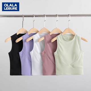 OLALA LEISURE  ฤดูร้อน แขนกุด พร้อมแผ่นอก วิ่ง ฟิตเนส ยืด รั…