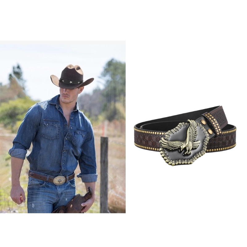 OMG Men PU Leathers Belt Fashion Western Cowboy Belt Casual Wasit Belt for Men Women