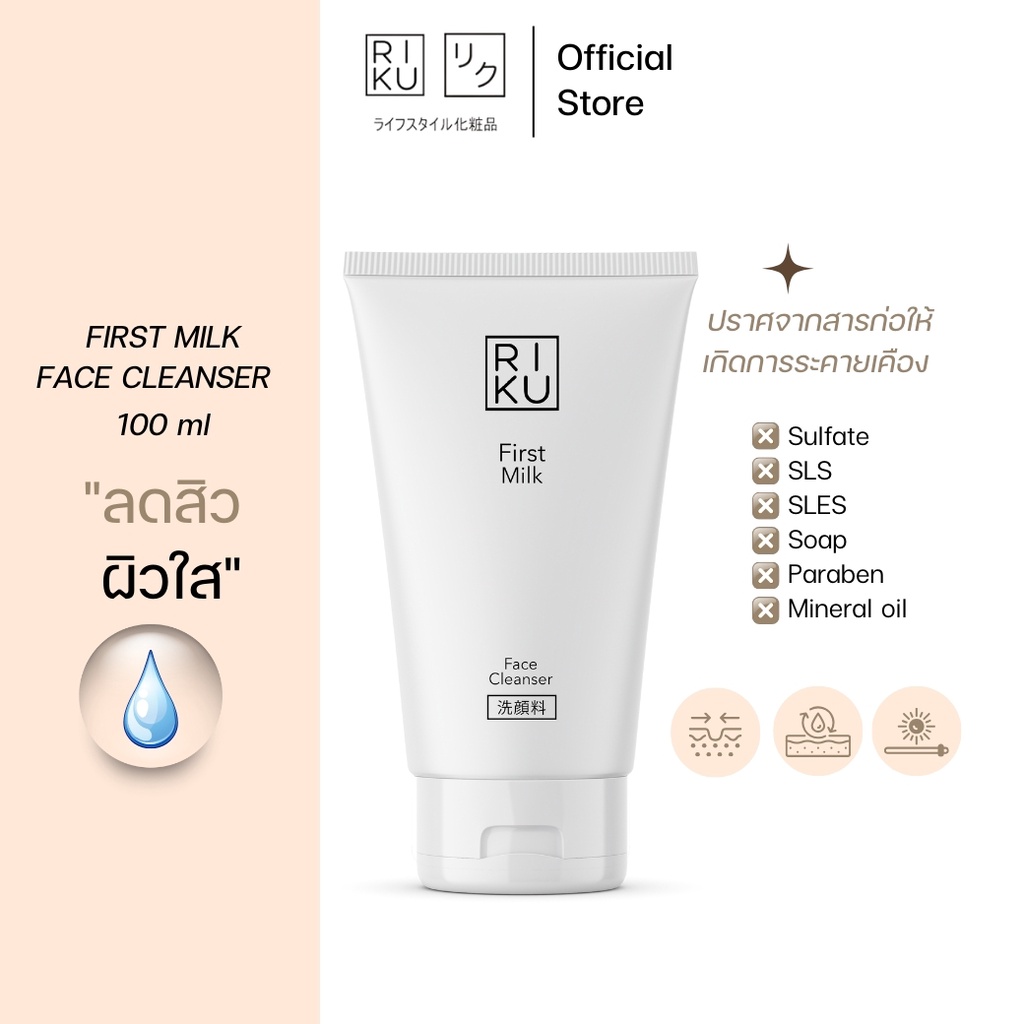 ส่งฟรี ริคุ โฟมนมเกาหลีRIKU โฟมล้างหน้าลดสิว โฟมเกาหลี คุมมัน หน้าใส ไม่แห้งตึง กระชับรูขุมขน ผิวเนียน