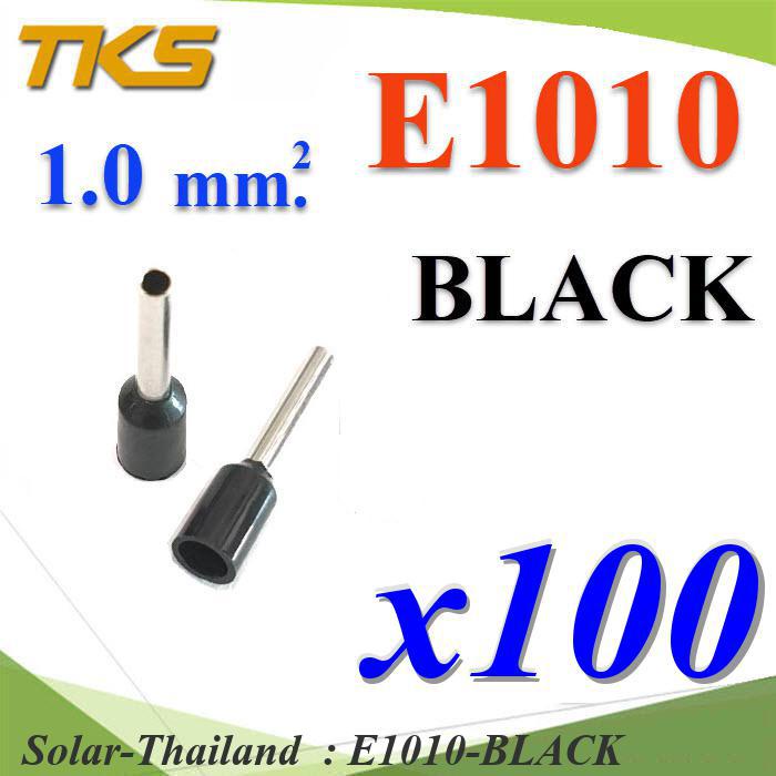หางปลากลม คอร์ดเอ็น แบบมีฉนวน สำหรับสายไฟ ขนาด 10.0 Sq.mm (สีดำ แพค 100 ชิ้น) รุ่น E10-12-BLACK