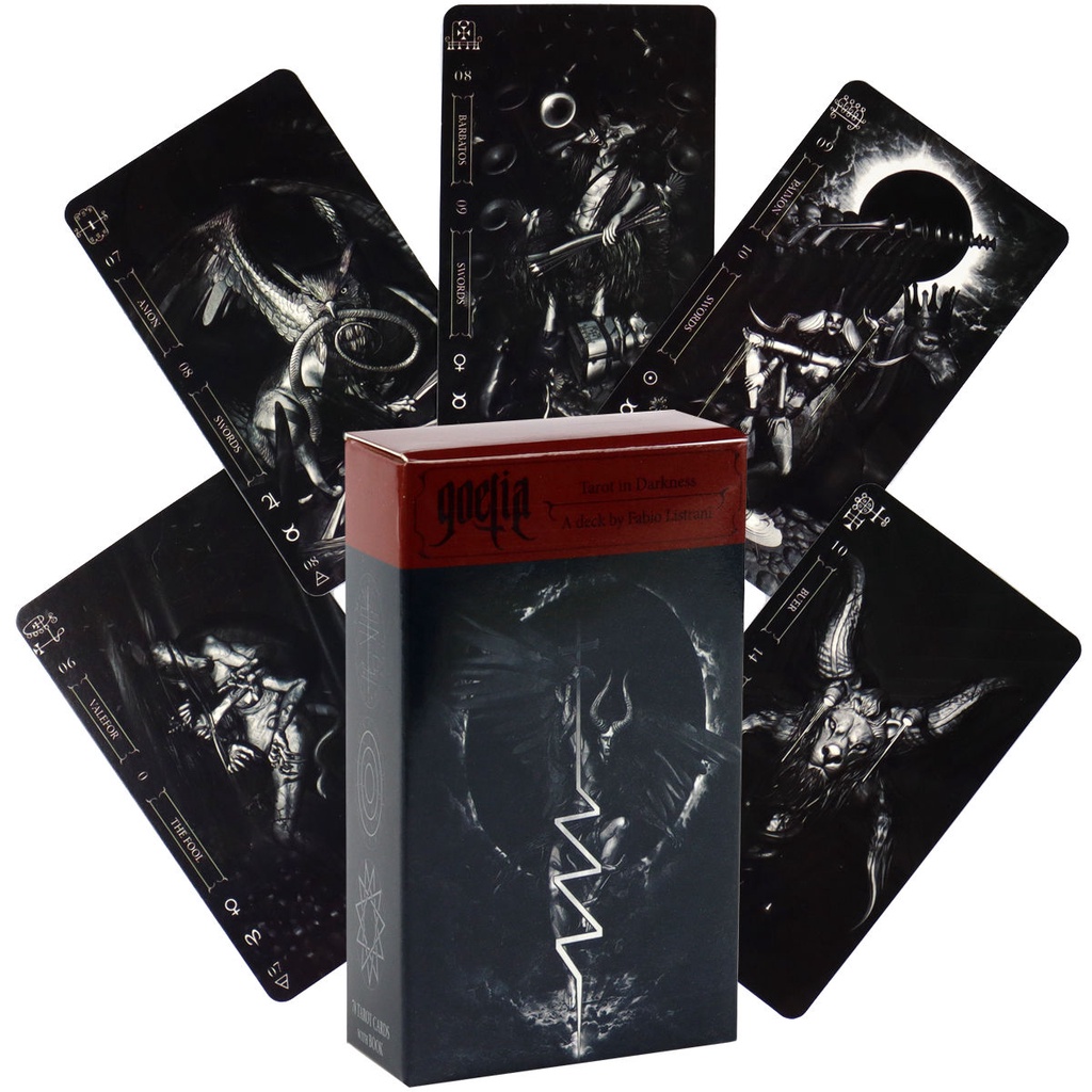 10.3 * 6 ซม. Dark Solomon Gaetia Tarot การ์ดเกมภาษาอังกฤษ Goetia Tarot ในความมืด