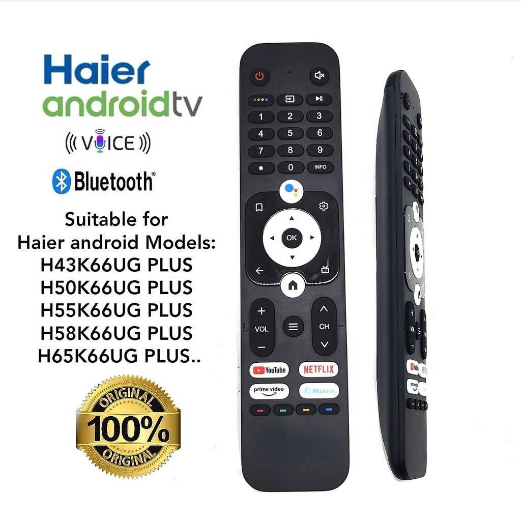 2022 Haier Android TV / สมาร์ททีวีรีโมทคอนโทรล HTR-U31 เข้ากันได้กับ H43K66UG PLUS H50K66UG PLUS H55