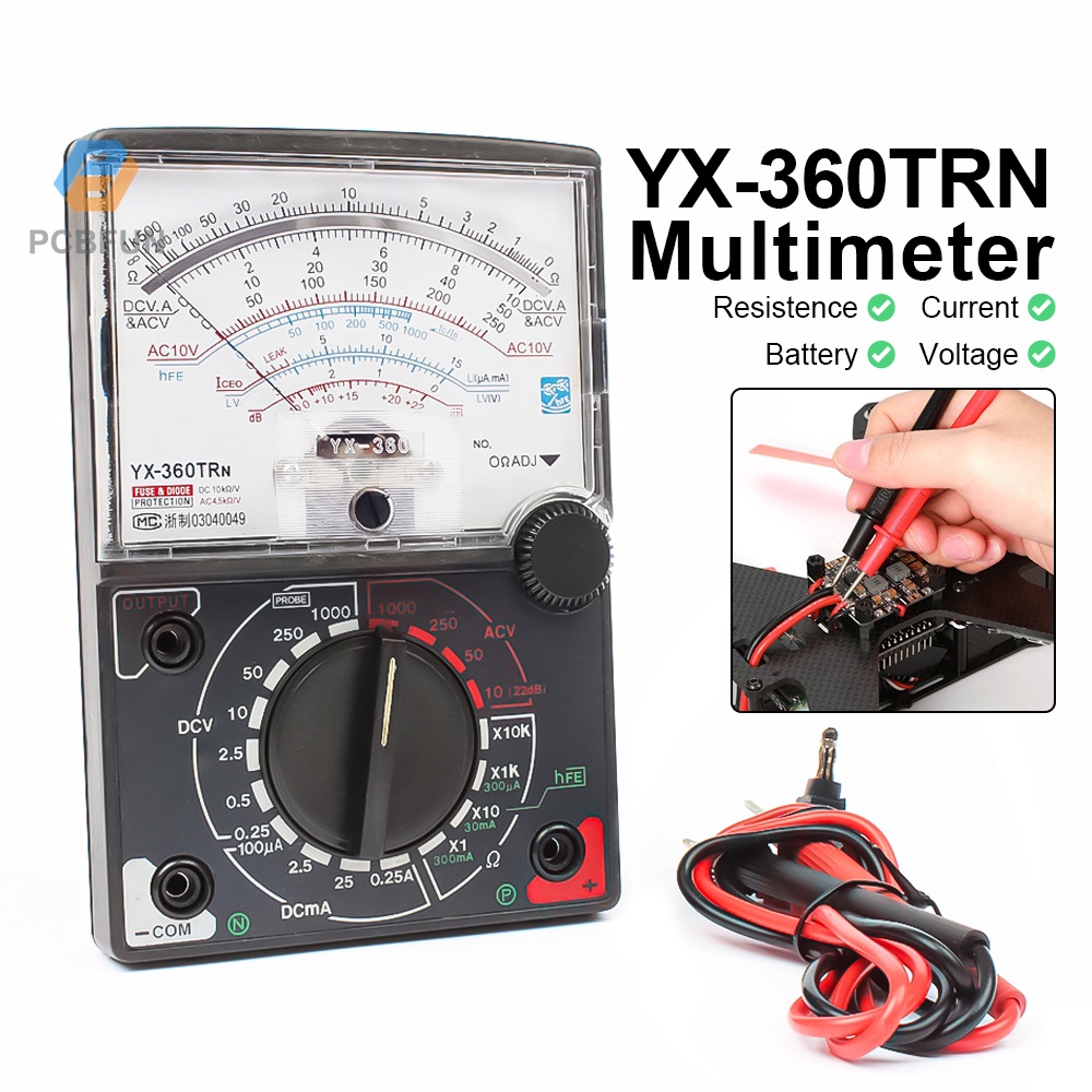 Pcbfun Yx - 360 Tr N เครื่องมัลติมิเตอร์อนาล็อกมัลติมิเตอร์ฟิวส์ไดโอดป้องกัน Dc & Ac