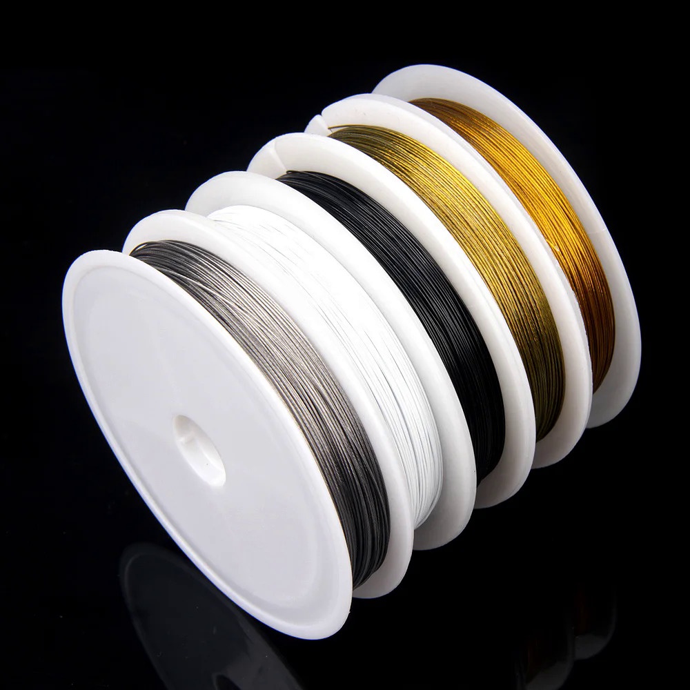 Xhn 1ม้วน/ล็อต0.25-0.6มิลลิเมตรทนที่แข็งแกร่งสายสแตนเลสลวดสีขาวสีดําเสือหางประดับด้วยลูกปัดลวดสําหรับเครื่องประดับทําค้นหา