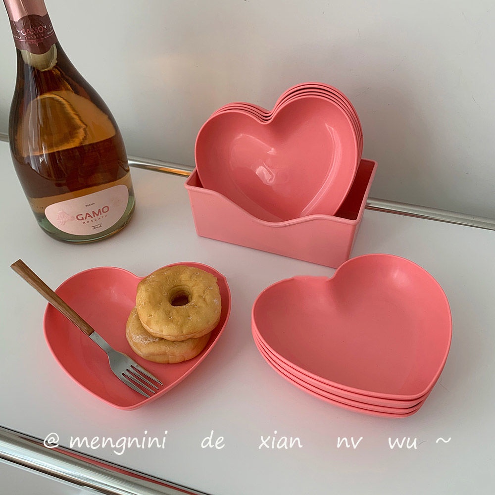 【พร้อมส่ง】10ชิ้น จาน รูปหัวใจ สไตล์นอร์ดิก ใส่ขนม ผลไม้AN-06