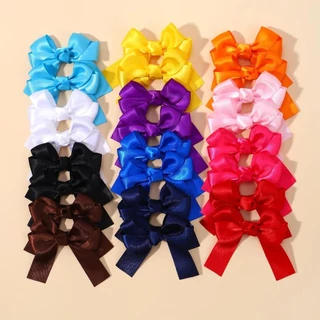 กิ๊บติดผม ริบบิ้น โบว์ แฮนด์เมด สีพื้น เครื่องประดับ สําหรับเด็กผู้หญิง บูติก 2 ชิ้น/ชุด