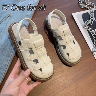One for all พร้อมส่งจากไทย NEW TX507 รองเท้าแตะรัดส้นหัวโตสไตล์ญี่ปุ่น พื้นหนา3cm หนังนุ่มใส่สบาย