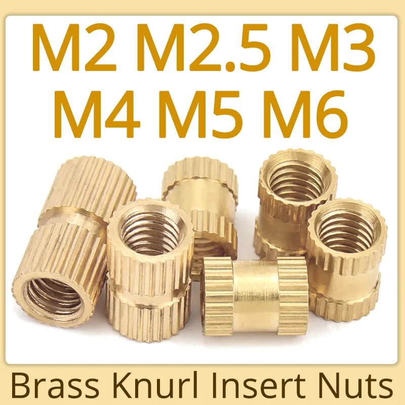 M2 M2.5 M3 M4 M5 M6 Brass Knurl Insert Nut Copper Threaded Embedded Nutsert For Plastic Injection Mo