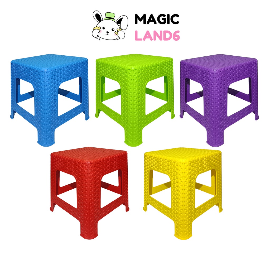 Chair Mini Bamboo Colorful เก้าอี้มินิแบมบู เก้าอี้พลาสติกสำหรับนั่งทำงานที่พื้น สีสันสดใส ขนาด 30x30x29 ซม. รับน้ำหน...