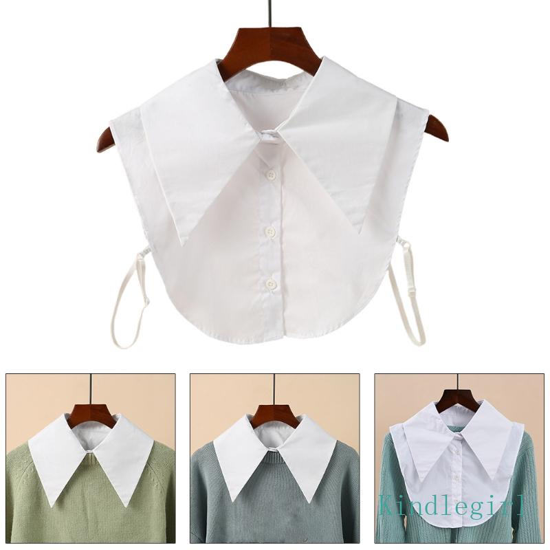 King เสื้อเชิ้ตครึ่งตัว สีขาว สไตล์กระโหลก สําหรับผู้หญิง เด็กผู้หญิง ถอดออกได้ ดิกกี้ เสื้อเบลาส์ ขนาดกลาง ปกเสื้อปลอม คอปก เลเยอร์ติน