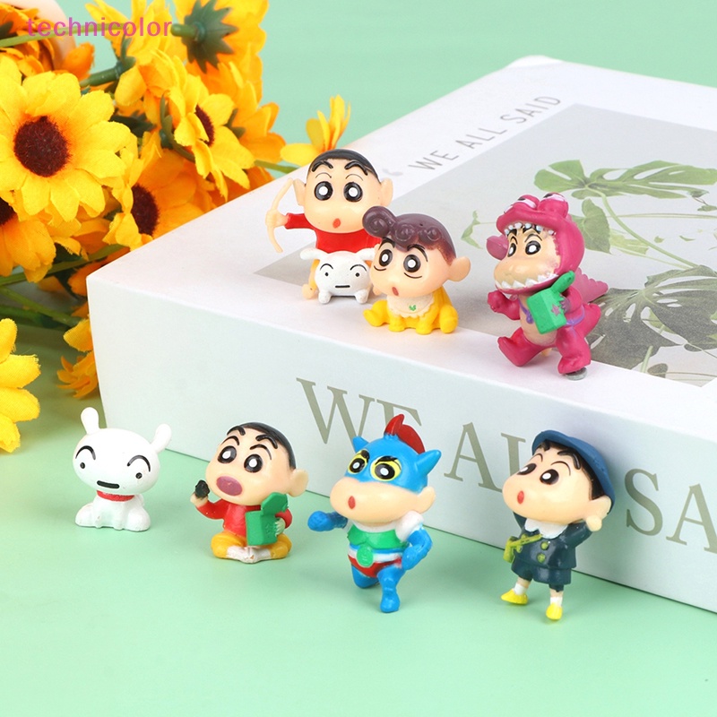 [technicolor] โมเดลฟิกเกอร์ รูปการ์ตูนชินจังน่ารัก สําหรับตกแต่งบ้านตุ๊กตา 8 ชิ้น