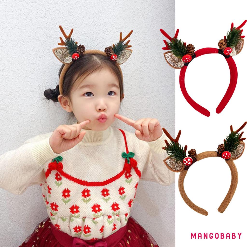 Mg-girls Christmas Cartoon Antler Headband Christmas เครื่องแต่งกาย Headwear Party Supply