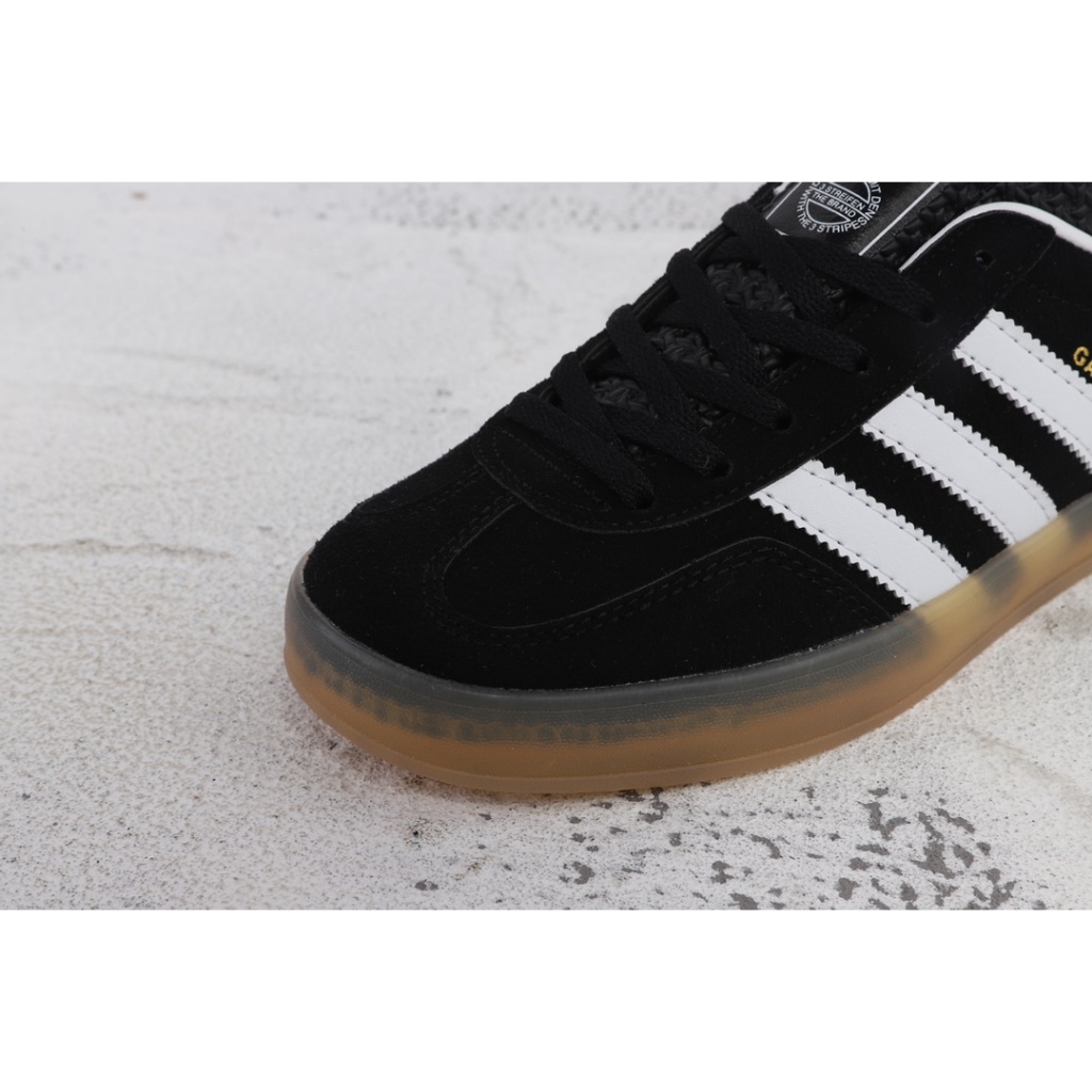New Adidas 100% Originals Gazelle INdoor ขาวดำ ลื่นสไตล์วินเทจแฟชั่นต่ำด้านบนกีฬารองเท้าลำลองแท้100%
