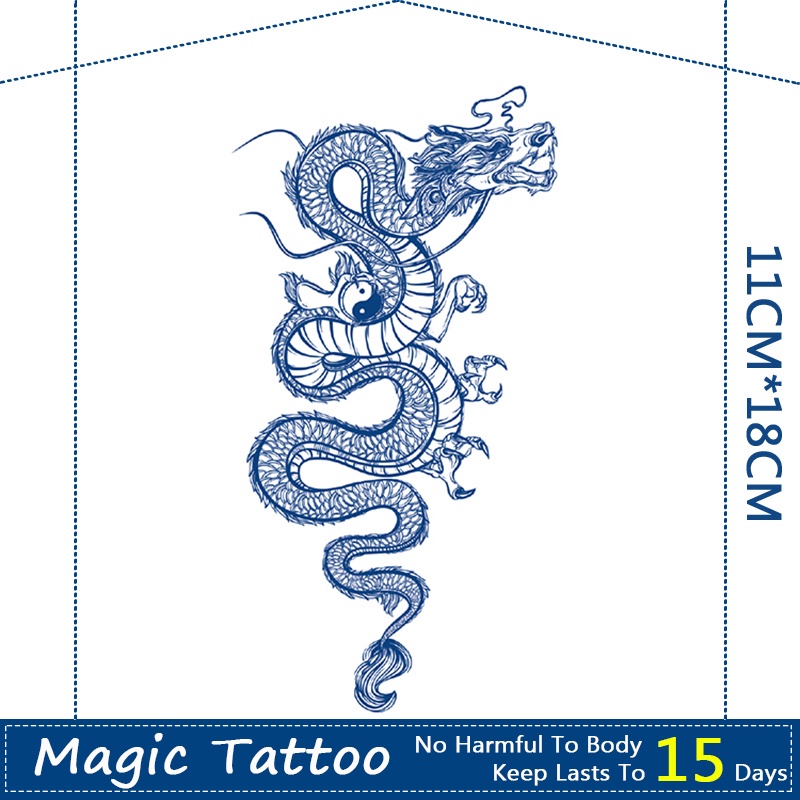 【WOOW MAGIC TATTOO】สติกเกอร์รอยสักชั่วคราว ลายมังกร กันน้ํา 15 วัน